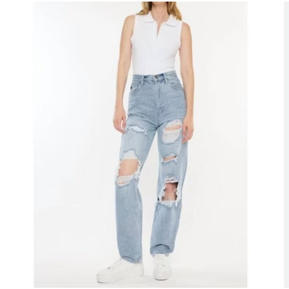 SHEIN Blue Straight Leg Vintage Jeans